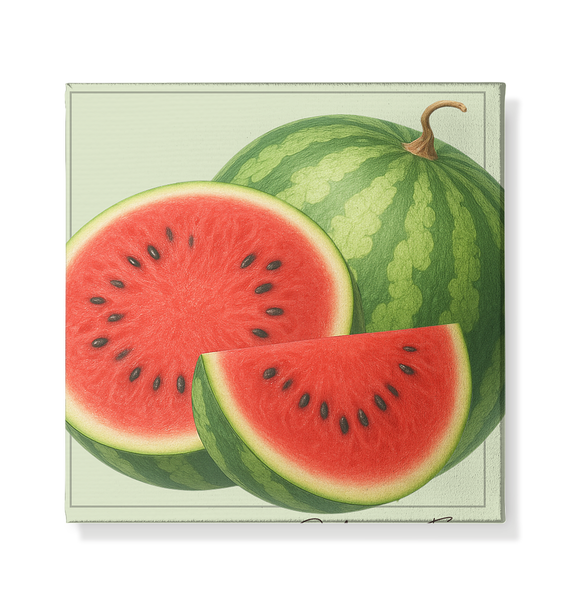 Fructus Botanica – Wassermelone (Rubrum Frigoris) - Leinwand 20x20cm