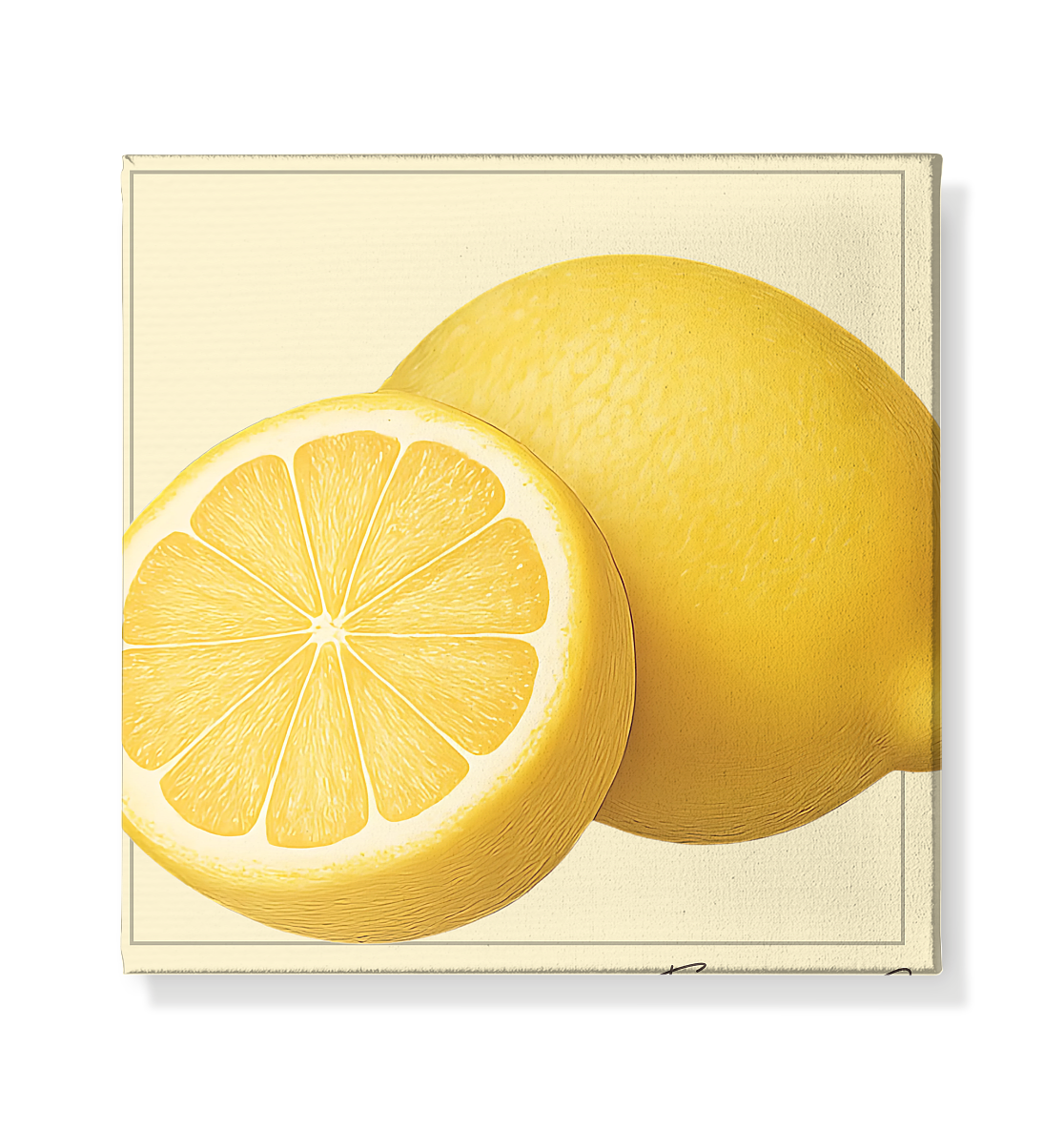 Fructus Botanica – Zitrone - Leinwand 20x20cm