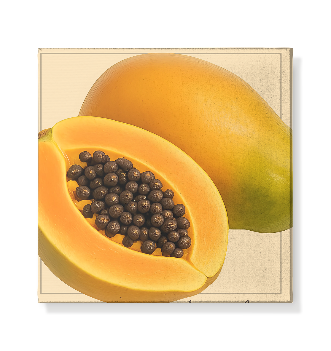 Fructus Botanica – Papaya (Aurum Internum) - Leinwand 20x20cm