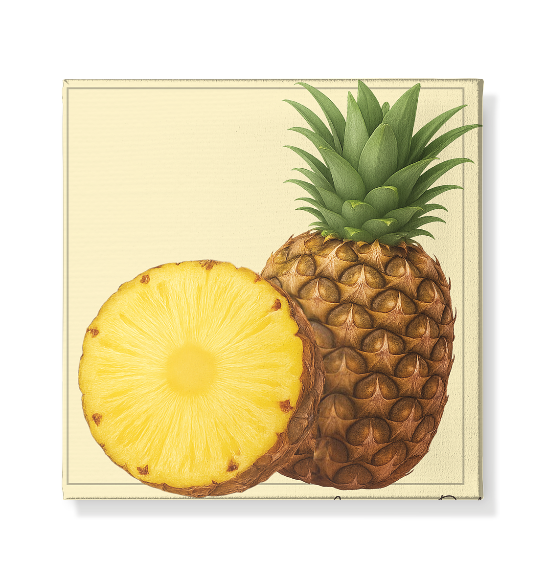 Fructus Botanica – Ananas - Leinwand 20x20cm