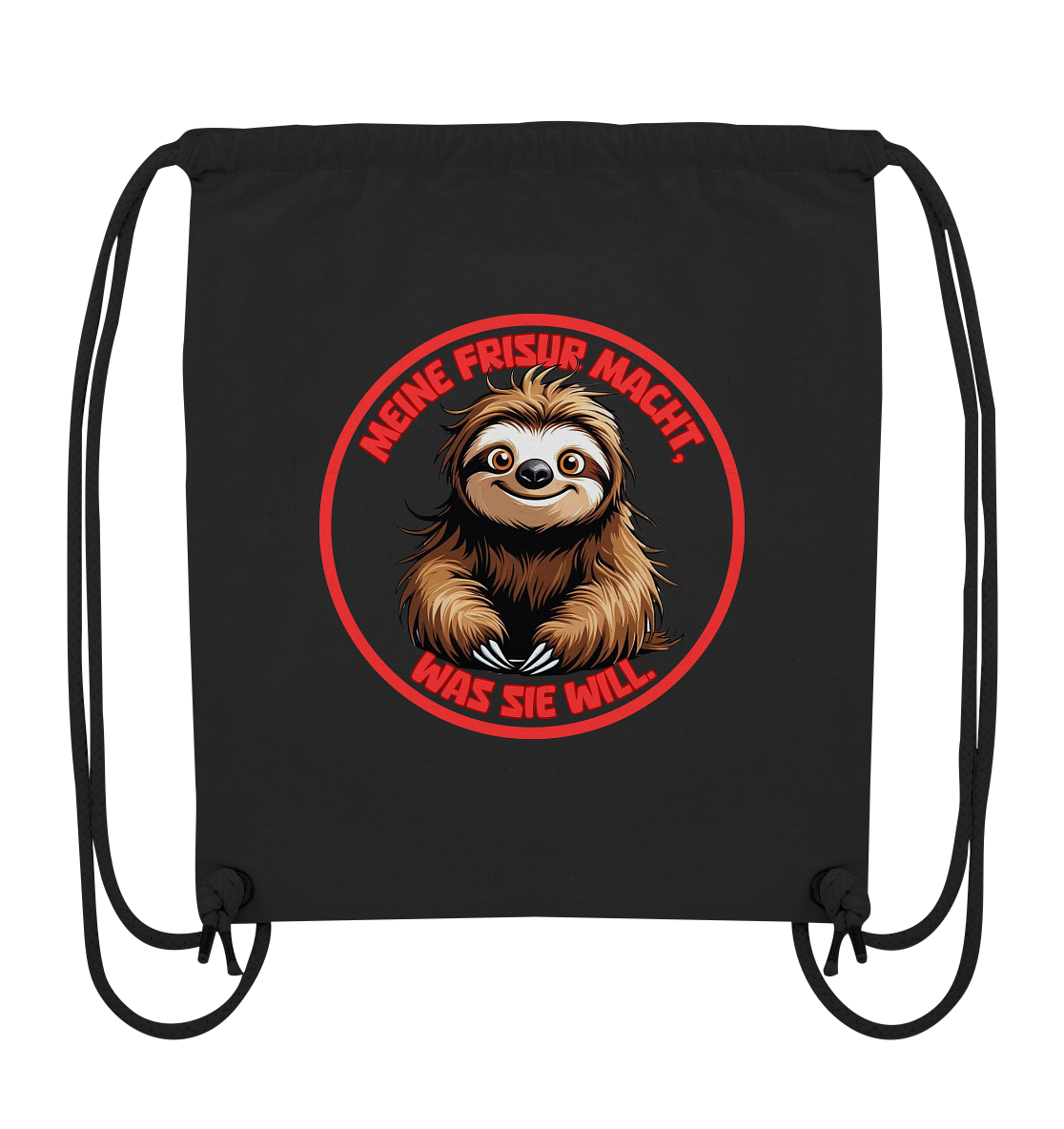 Meine Frisur macht, was sie will – Faultier (rot) - Organic Gym-Bag