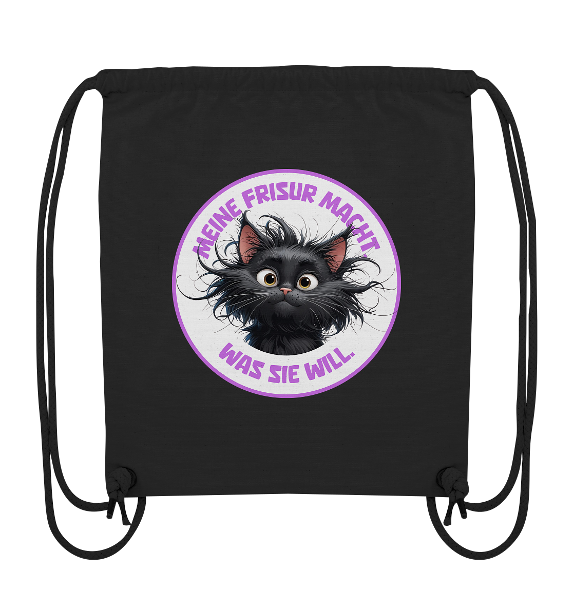Meine Frisur macht, was sie will – Katze (lila) - Organic Gym-Bag