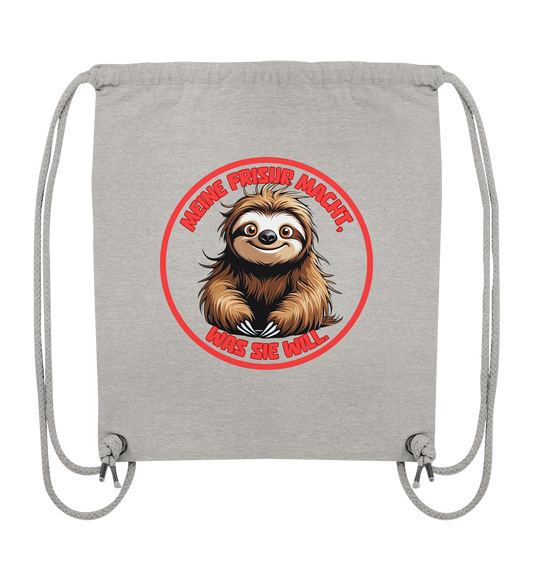 Meine Frisur macht, was sie will – Faultier (rot) - Organic Gym-Bag
