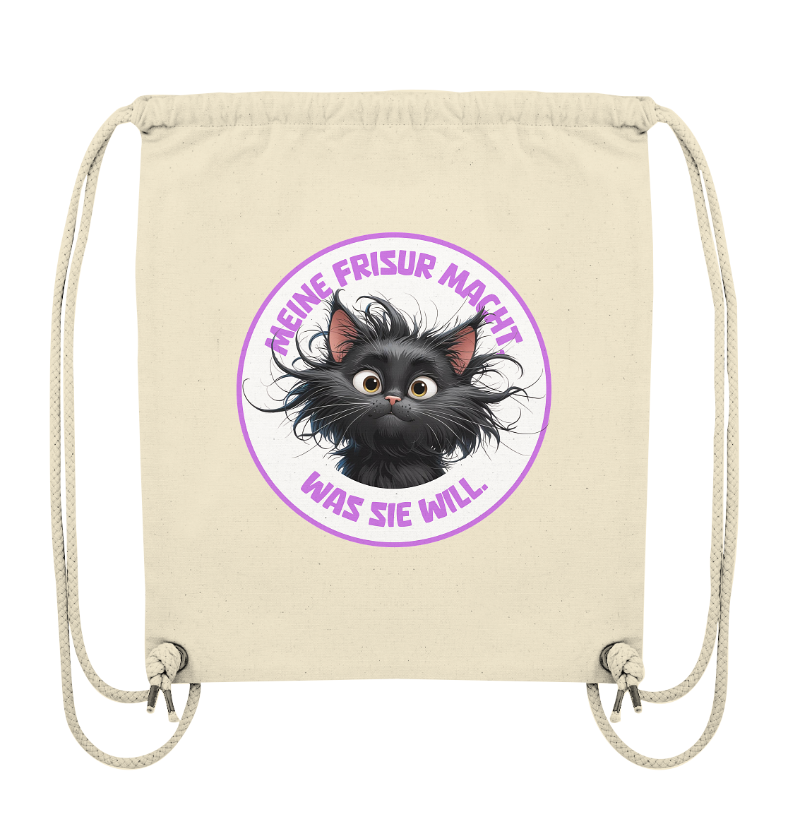 Meine Frisur macht, was sie will – Katze (lila) - Organic Gym-Bag