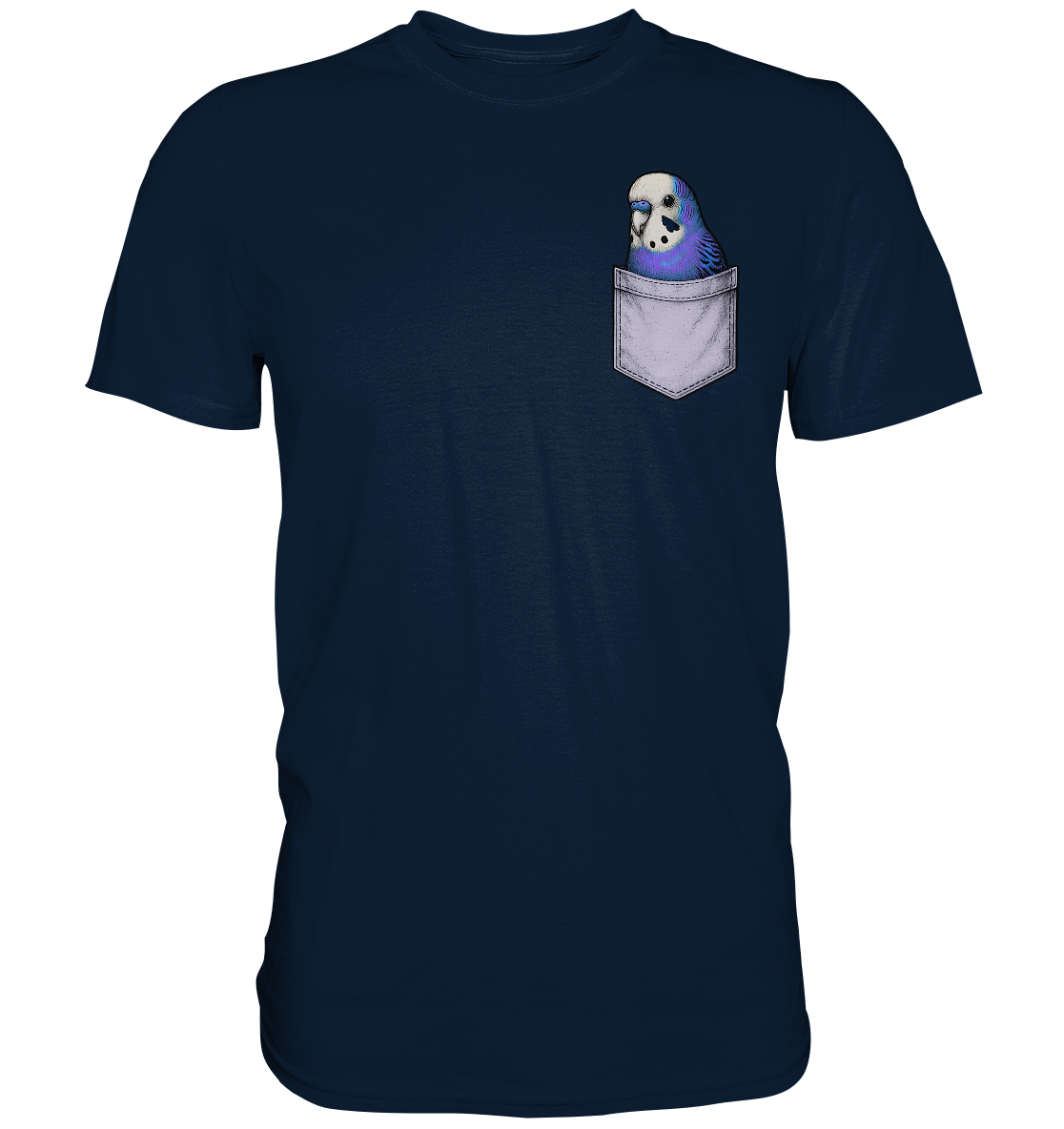 Peekaboo Pocket Bird – Lustiger Wellensittich im Hosentaschen-Style Violett - Premium Shirt
