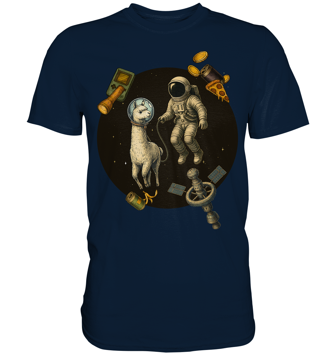 Spacewalk Gone Weird – Astronaut mit Lama - Premium Shirt