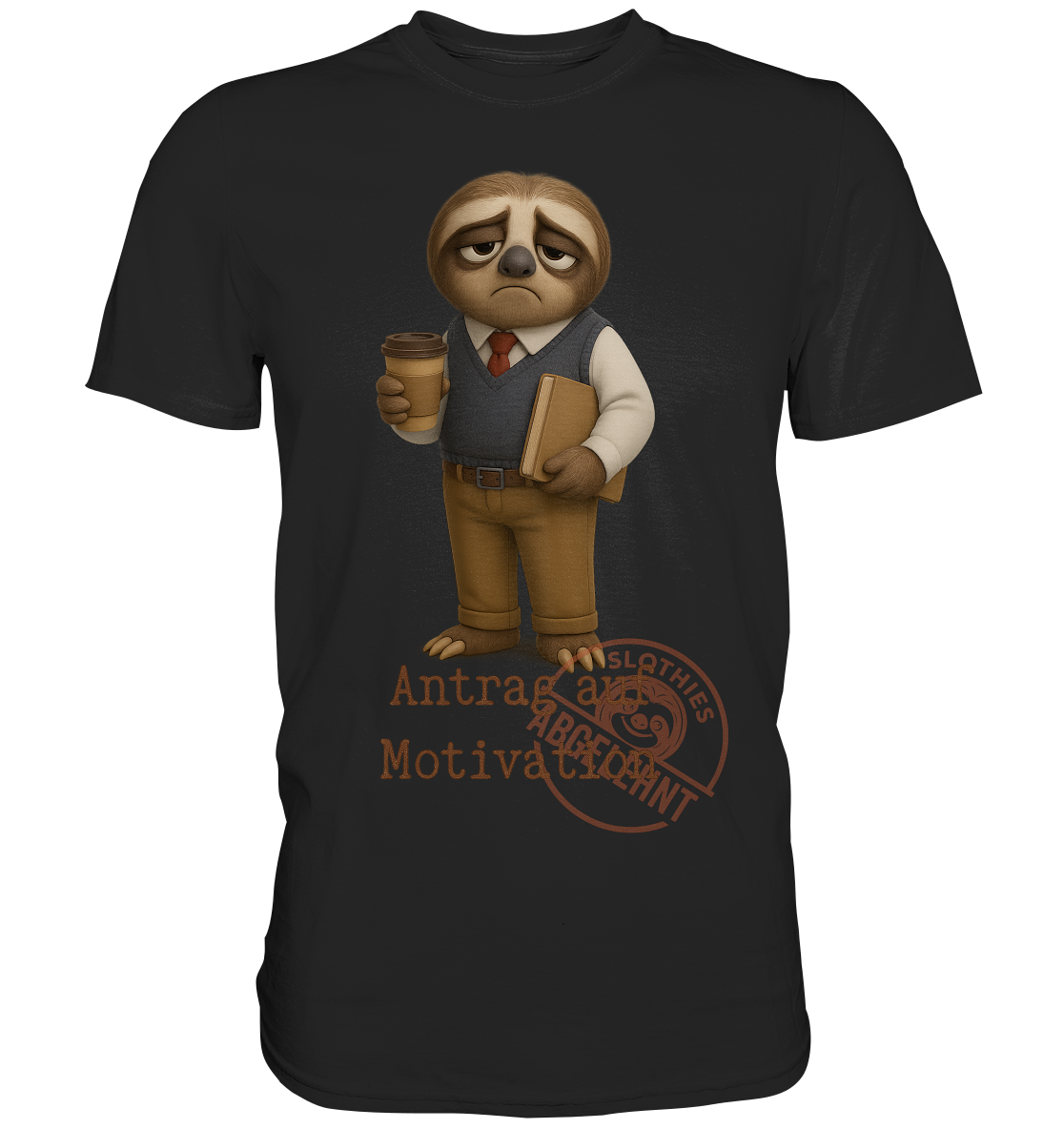 Slothies - „Antrag auf Motivation – Abgelehnt“ -Herr- Slothies Design für alle mit Restenergie - Premium Shirt