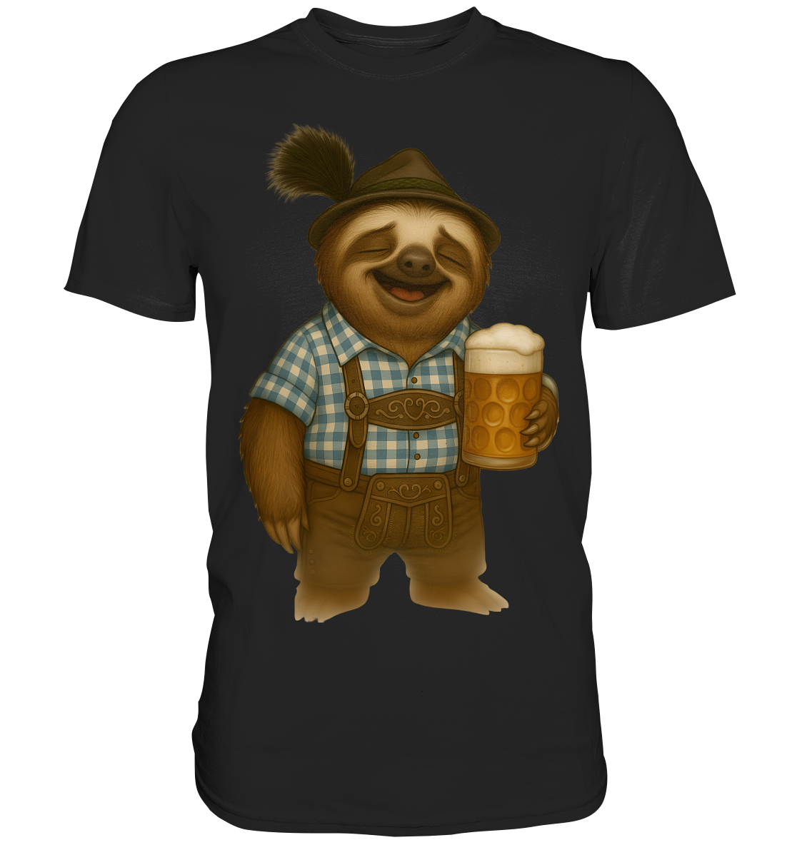 Slothies – Sepp Slowmo – Festtags-Faultier in Lederhosn - Premium Shirt