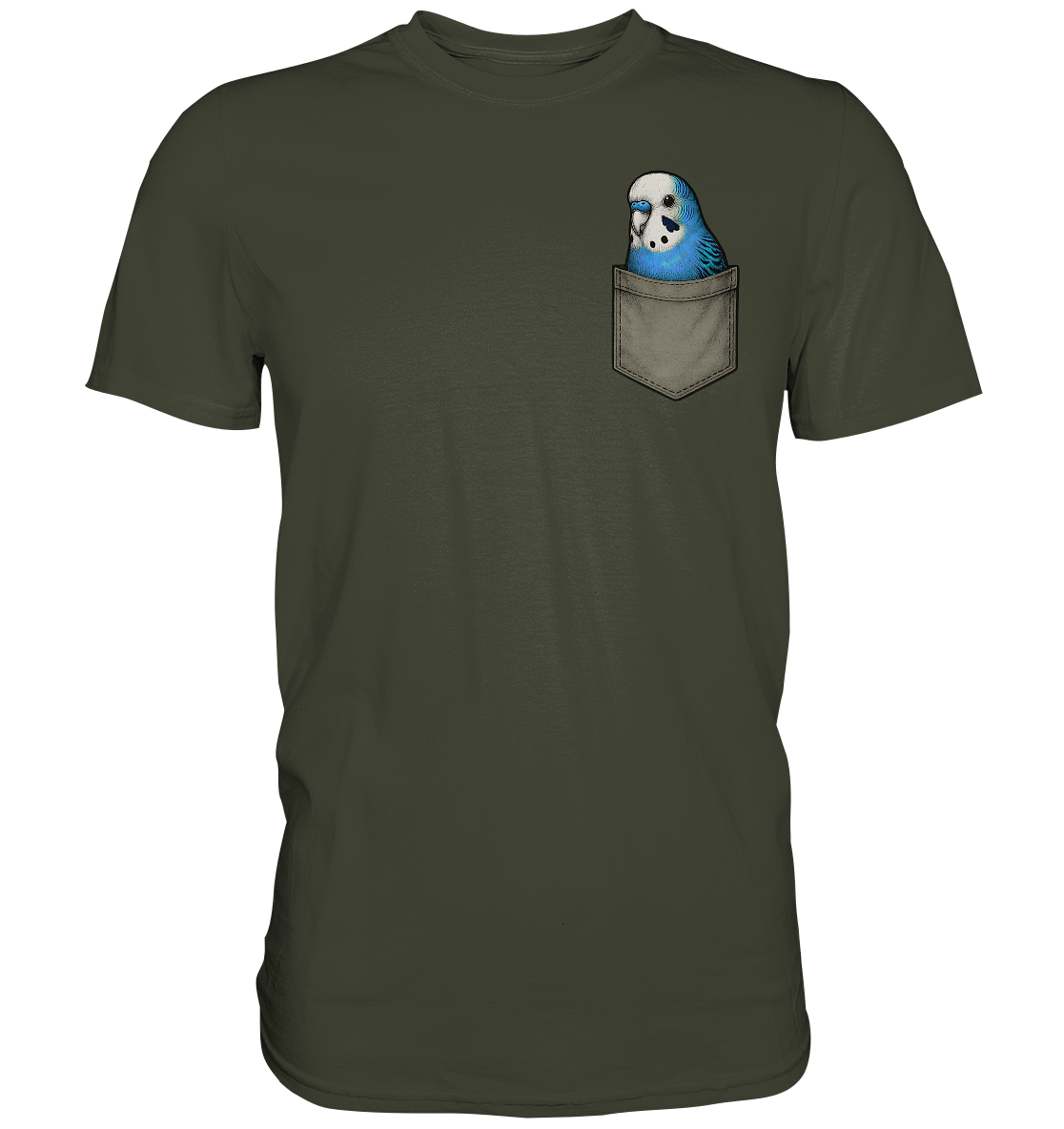 Peekaboo Pocket Bird – Lustiger Wellensittich im Hosentaschen-Style Blau - Premium Shirt