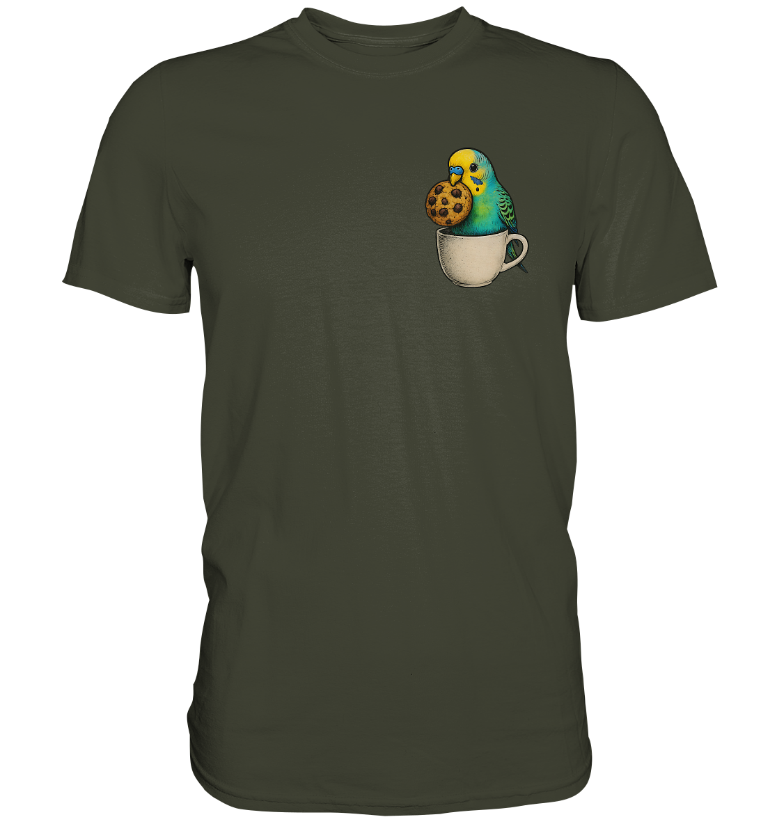Cookie Time Budgie – Funny Bird with Cookie - Premium Shirt