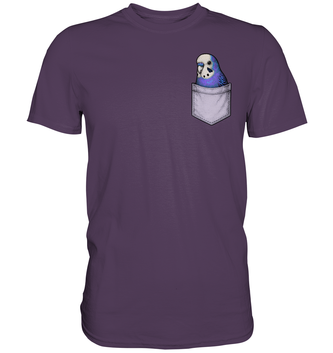 Peekaboo Pocket Bird – Lustiger Wellensittich im Hosentaschen-Style Violett - Premium Shirt