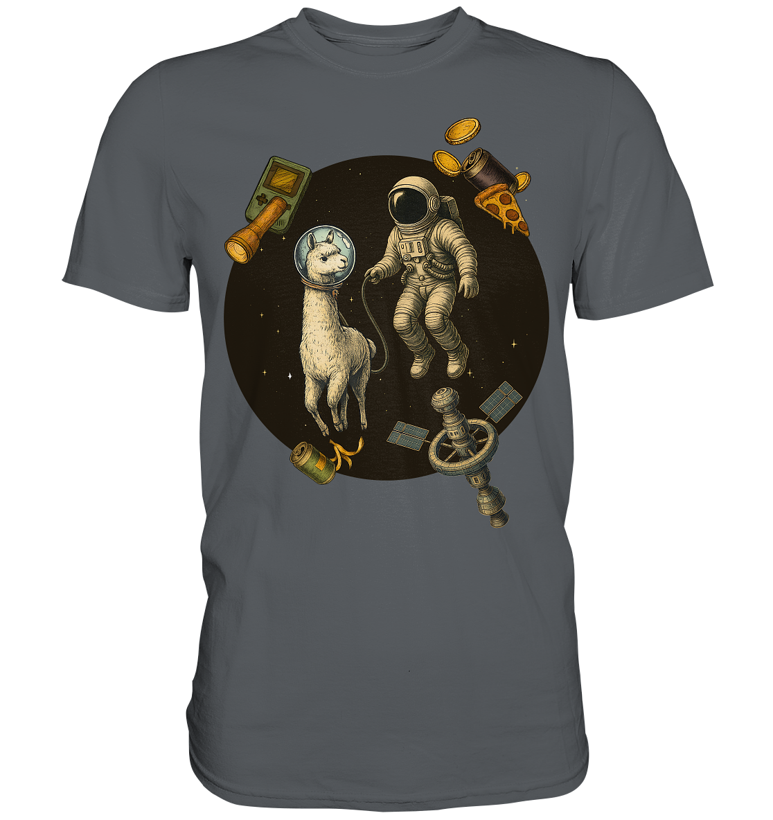 Spacewalk Gone Weird – Astronaut mit Lama - Premium Shirt