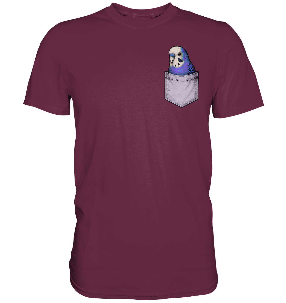 Peekaboo Pocket Bird – Lustiger Wellensittich im Hosentaschen-Style Violett - Premium Shirt