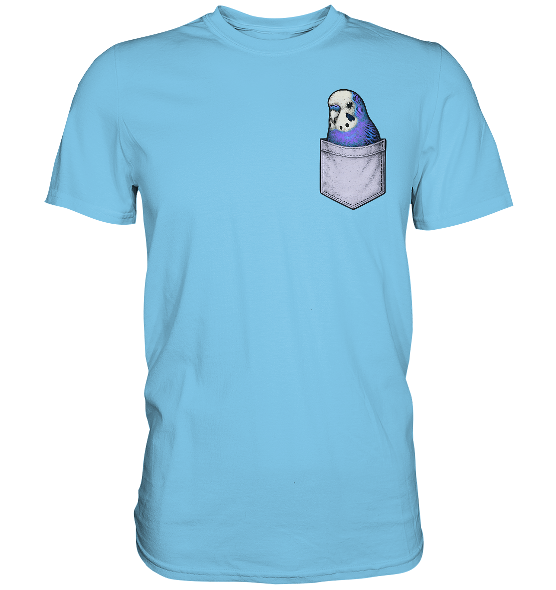 Peekaboo Pocket Bird – Lustiger Wellensittich im Hosentaschen-Style Violett - Premium Shirt