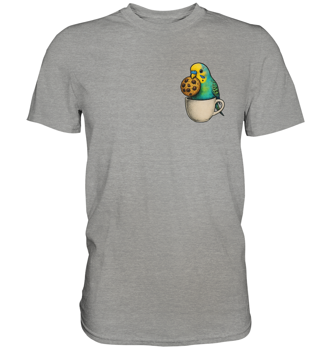 Cookie Time Budgie – Funny Bird with Cookie - Premium Shirt