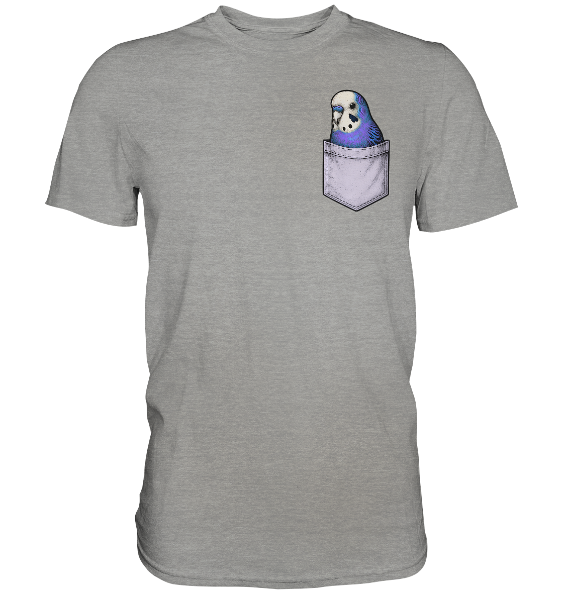 Peekaboo Pocket Bird – Lustiger Wellensittich im Hosentaschen-Style Violett - Premium Shirt