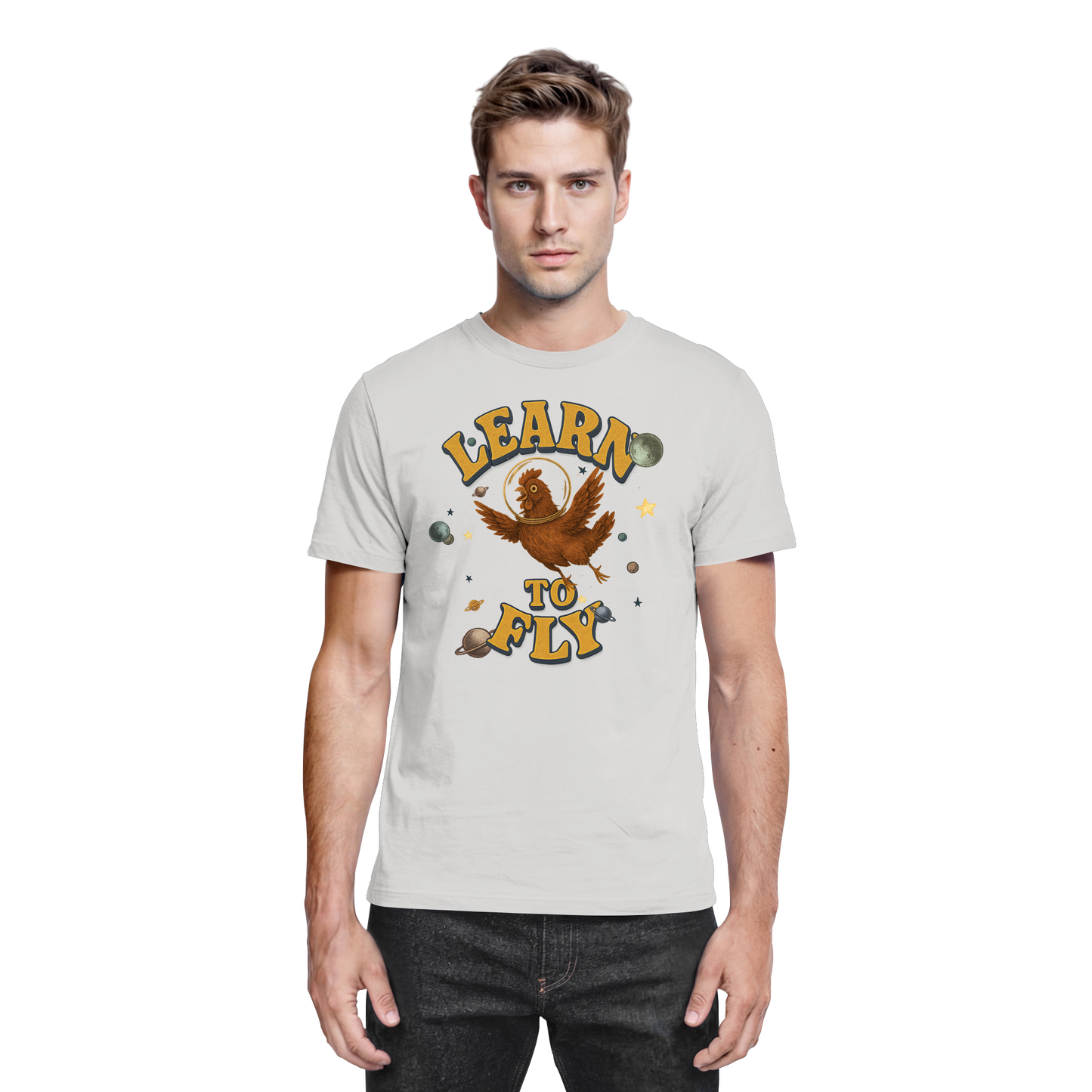 Learn to Fly – Huhn im All - Premium Shirt