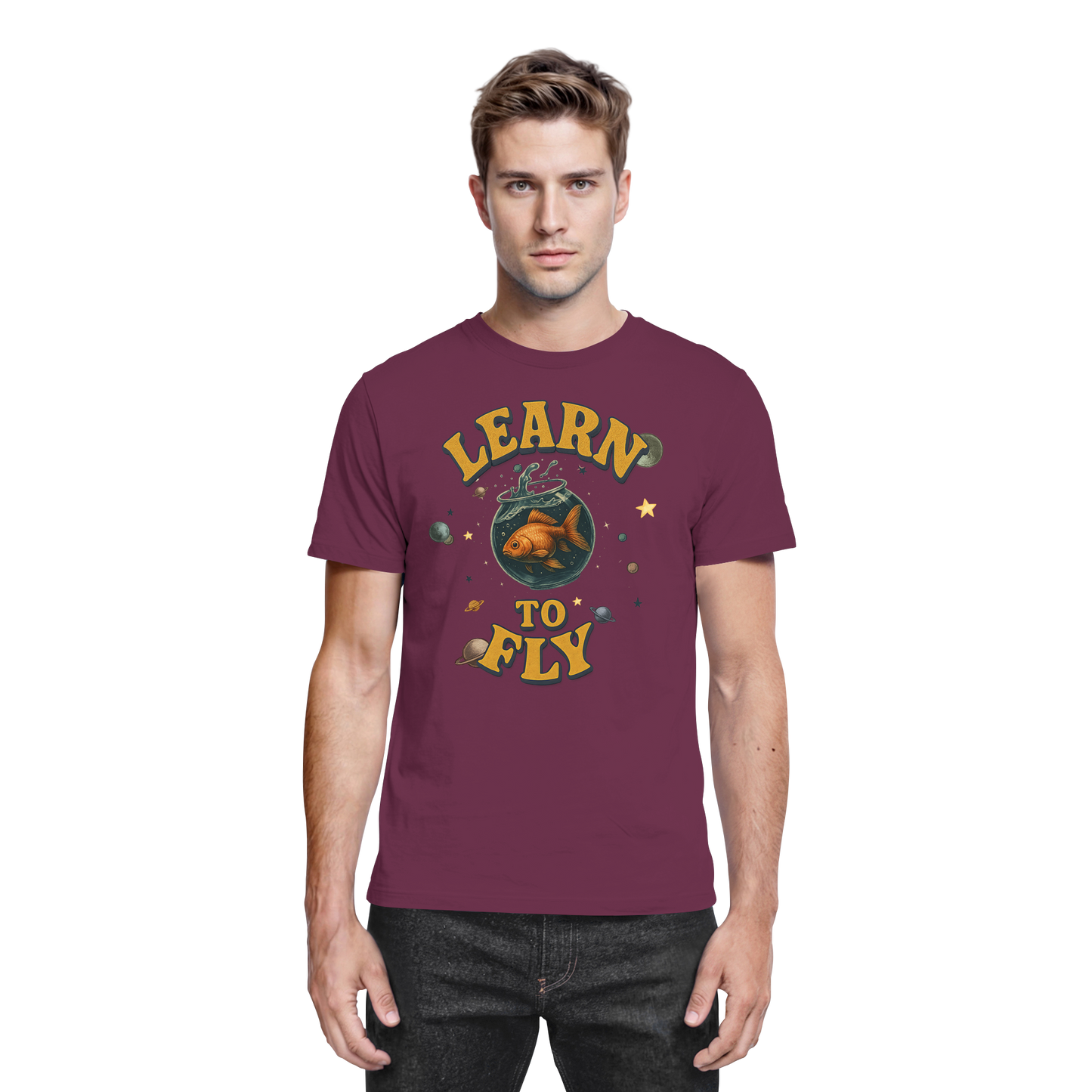 Learn to Fly – Goldfisch im Weltall - Premium Shirt