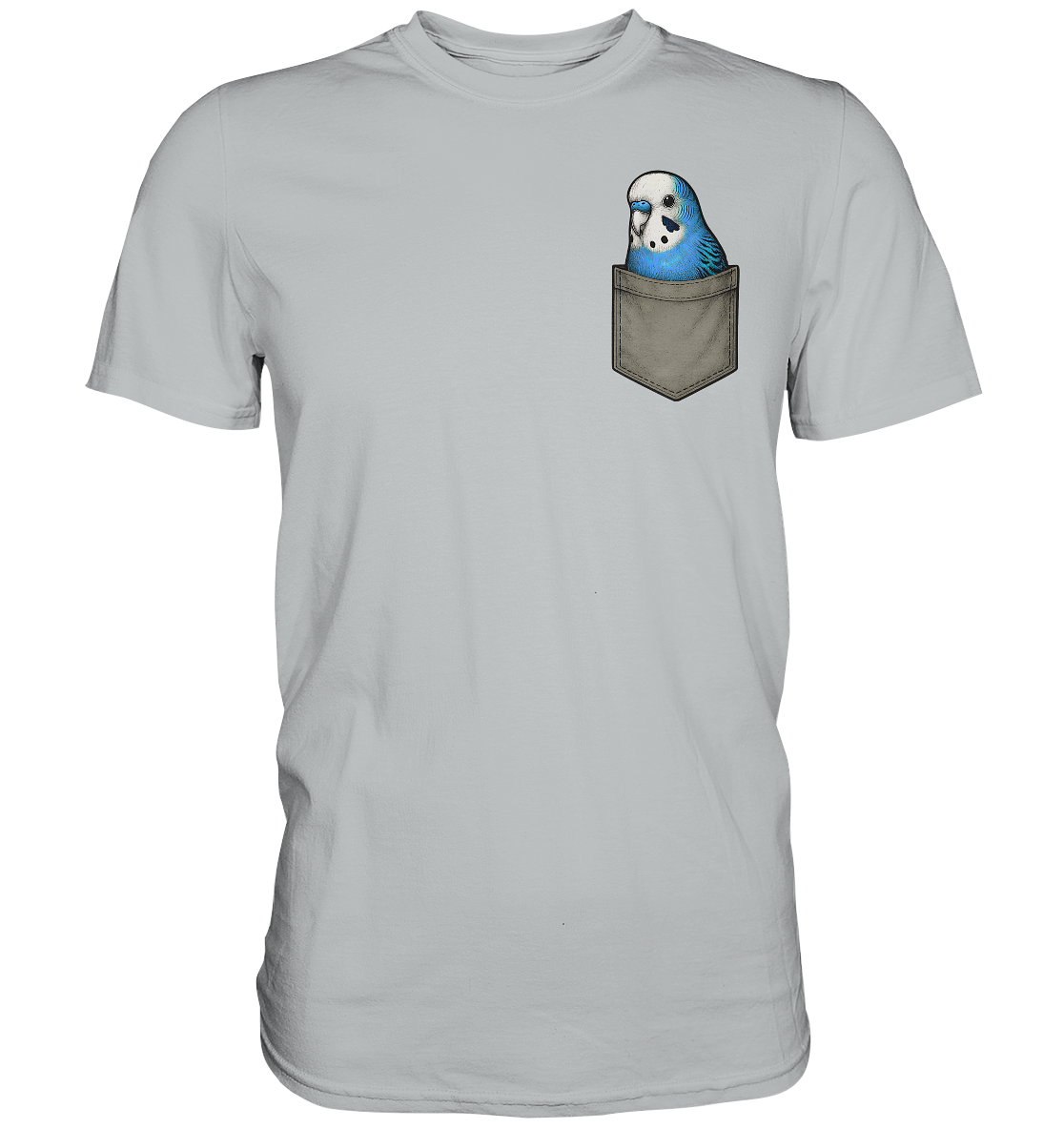 Peekaboo Pocket Bird – Lustiger Wellensittich im Hosentaschen-Style Blau - Premium Shirt