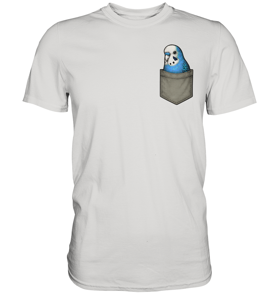 Peekaboo Pocket Bird – Lustiger Wellensittich im Hosentaschen-Style Blau - Premium Shirt
