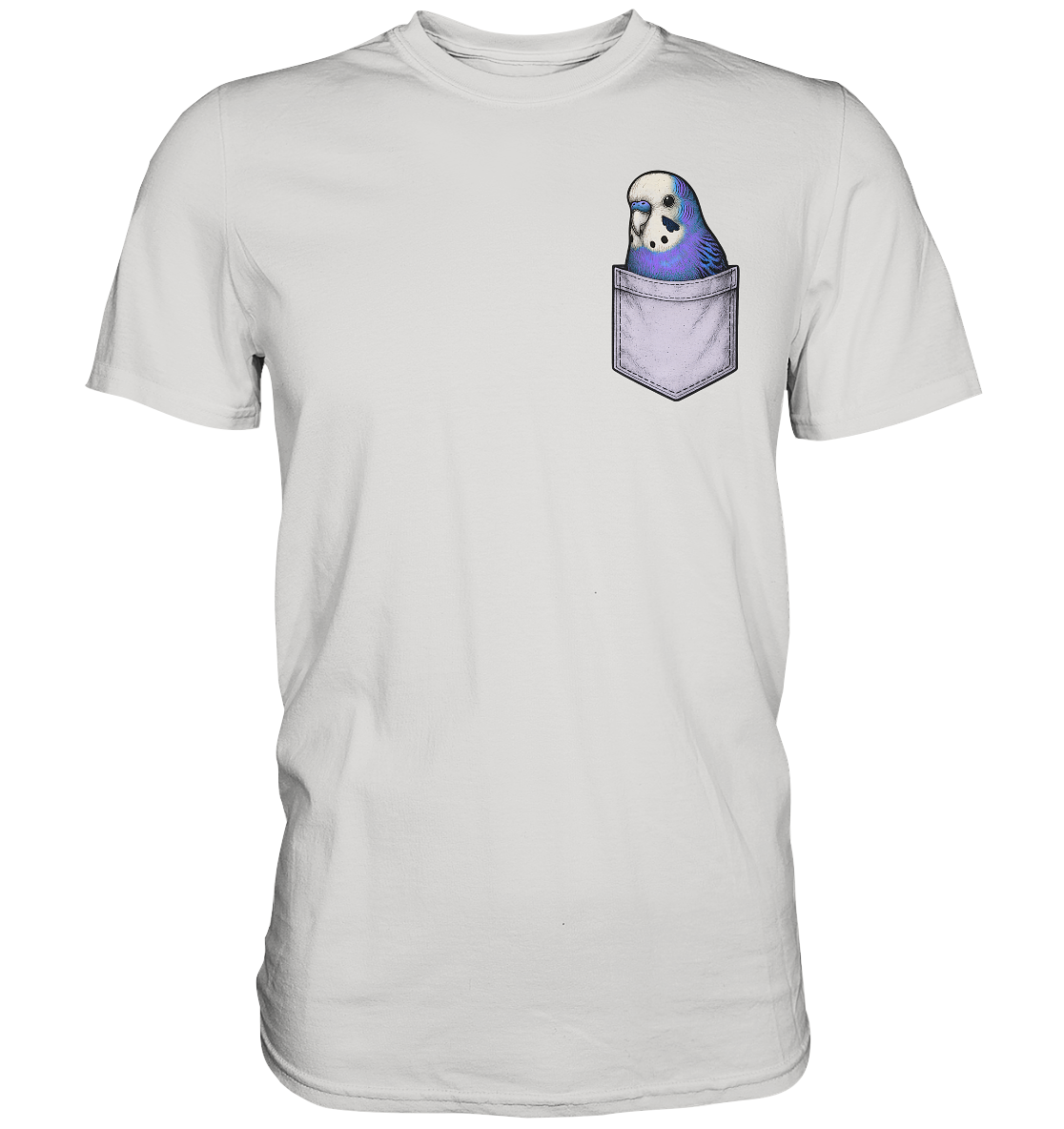 Peekaboo Pocket Bird – Lustiger Wellensittich im Hosentaschen-Style Violett - Premium Shirt