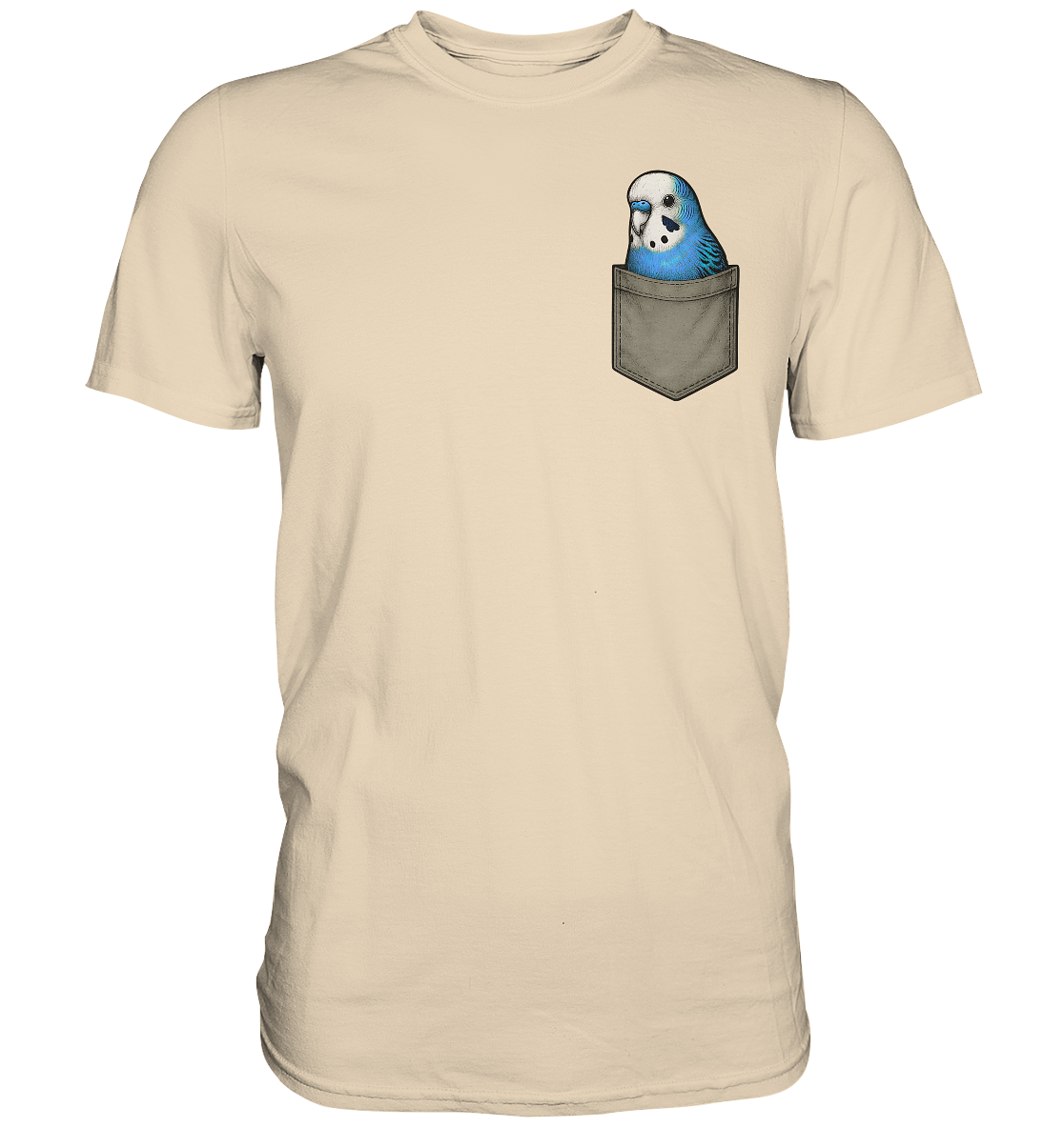 Peekaboo Pocket Bird – Lustiger Wellensittich im Hosentaschen-Style Blau - Premium Shirt
