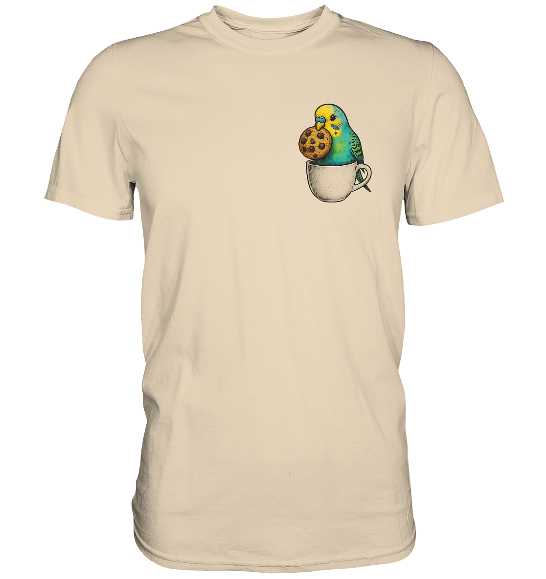 Cookie Time Budgie – Funny Bird with Cookie - Premium Shirt