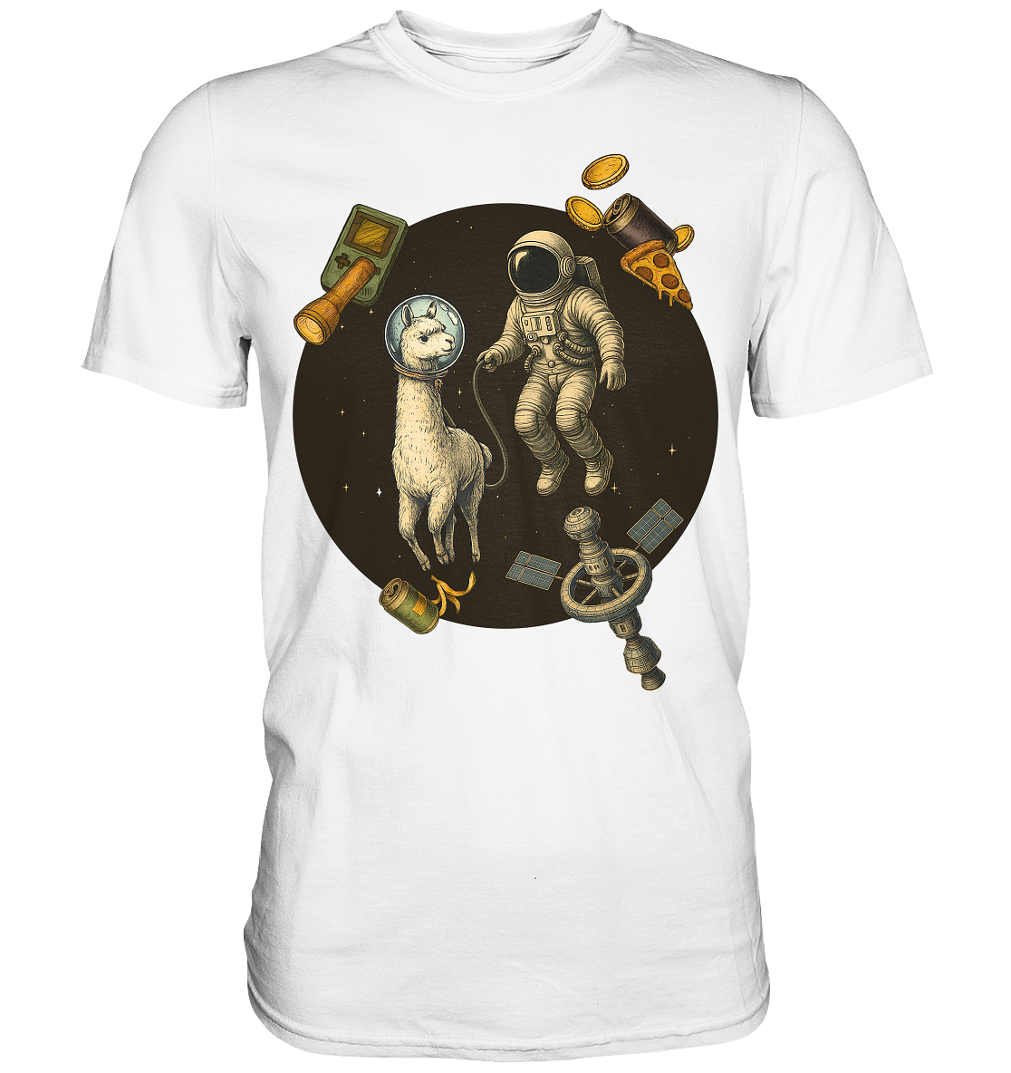Spacewalk Gone Weird – Astronaut mit Lama - Premium Shirt