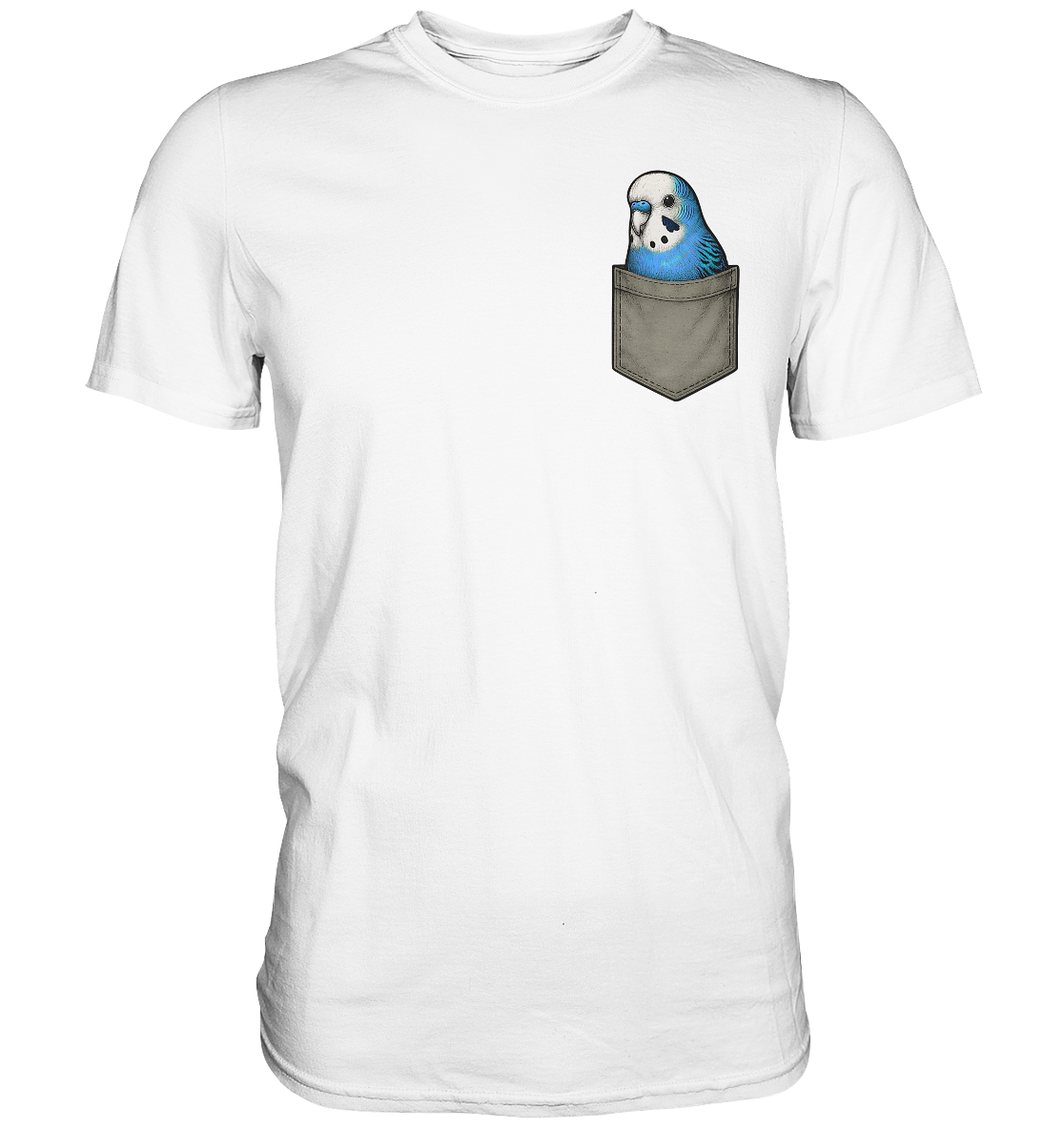 Peekaboo Pocket Bird – Lustiger Wellensittich im Hosentaschen-Style Blau - Premium Shirt
