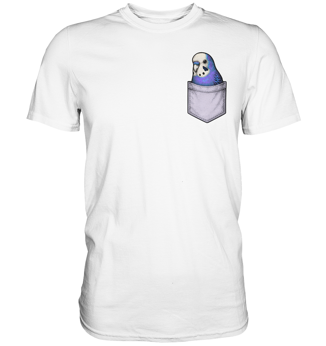 Peekaboo Pocket Bird – Lustiger Wellensittich im Hosentaschen-Style Violett - Premium Shirt