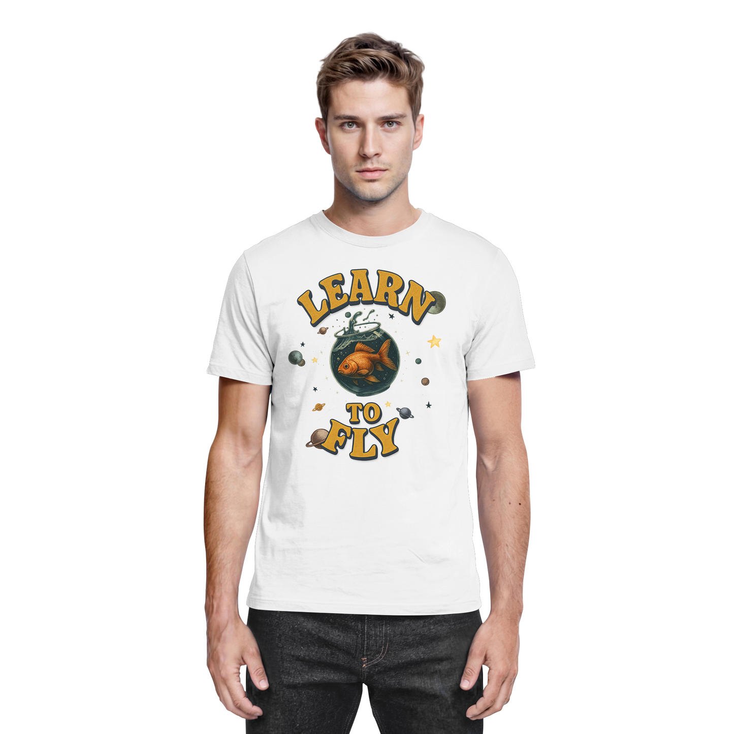Learn to Fly – Goldfisch im Weltall - Premium Shirt