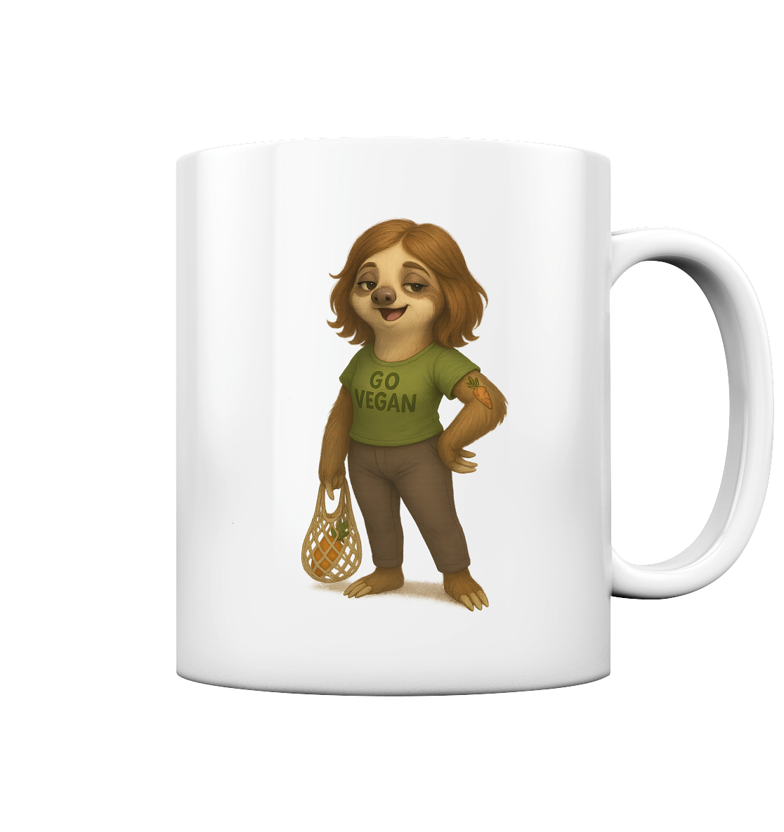 Slothies – Melanie Möhrchen – Vegan-Aktivistin mit Karotten-Tattoo - Tasse glossy
