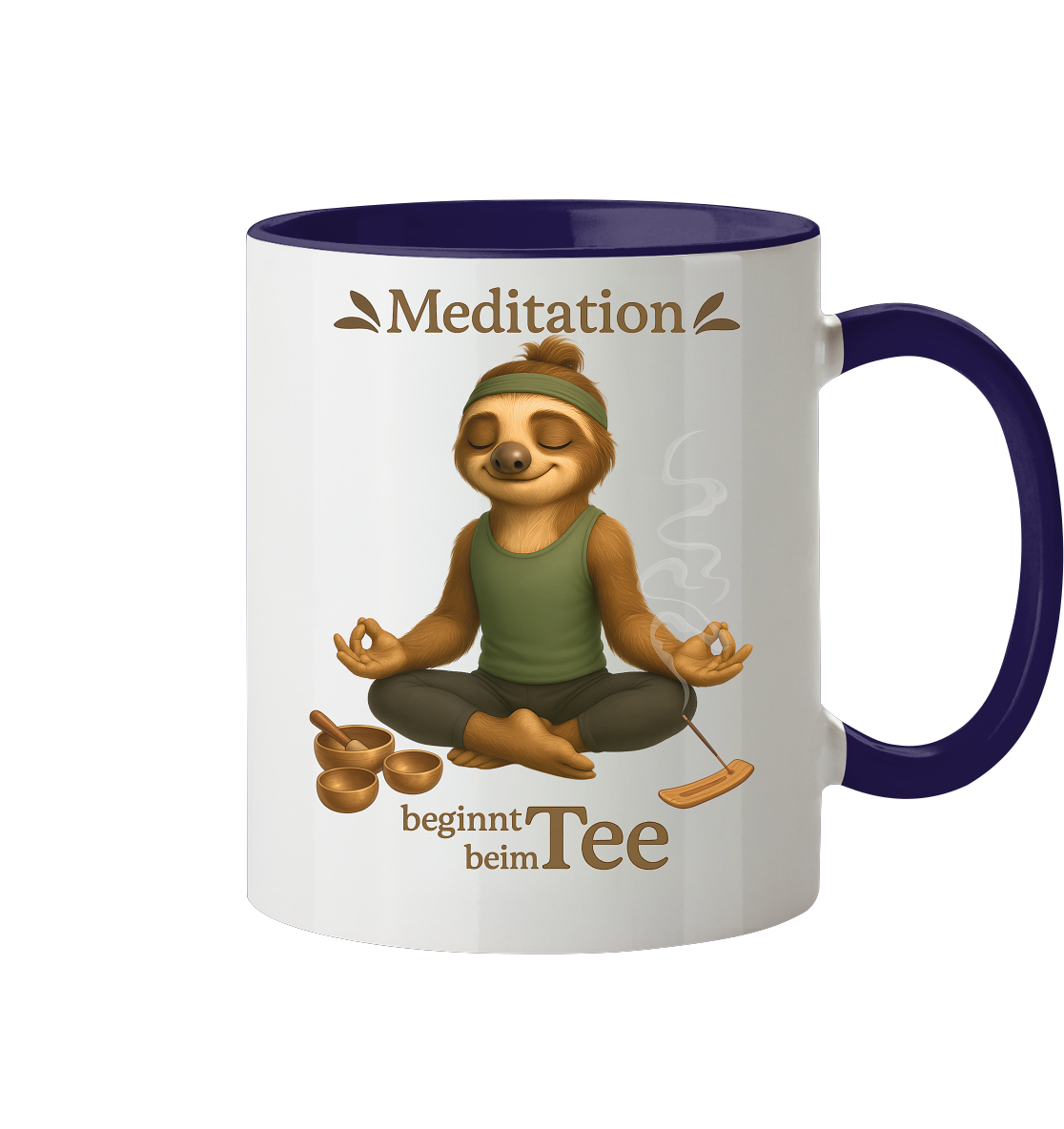 Slothies - Meditation beginnt beim Tee. - Männlich - Tasse zweifarbig