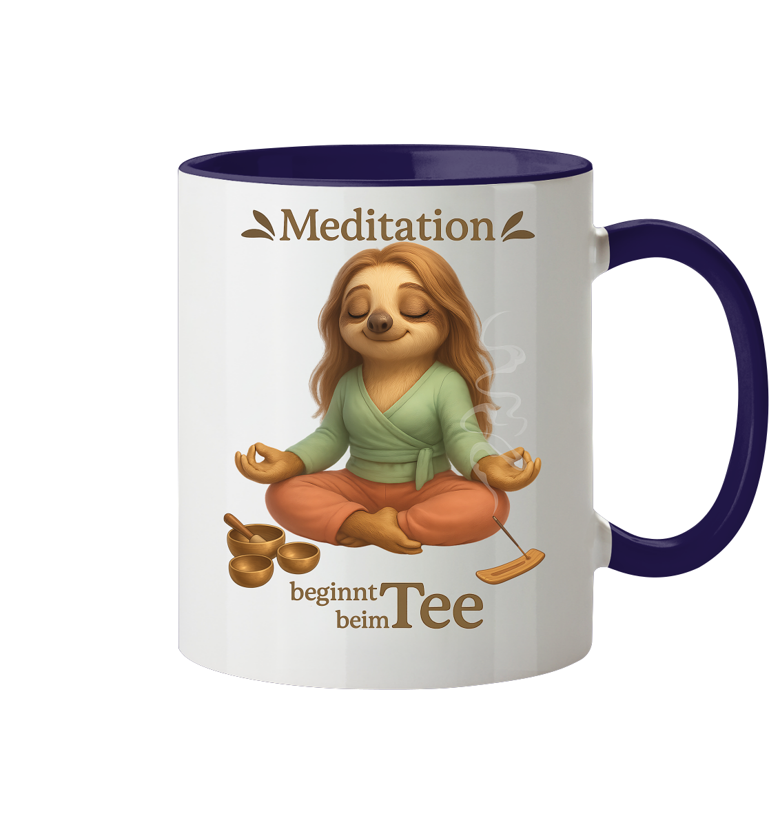 Slothies - Meditation beginnt beim Tee - Weiblich - Tasse zweifarbig