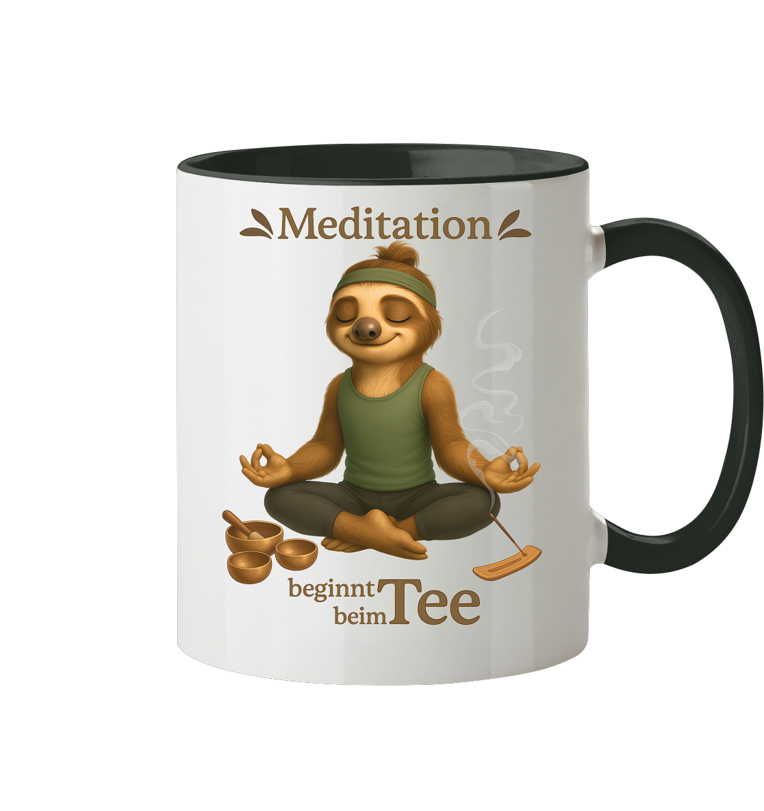 Slothies - Meditation beginnt beim Tee. - Männlich - Tasse zweifarbig