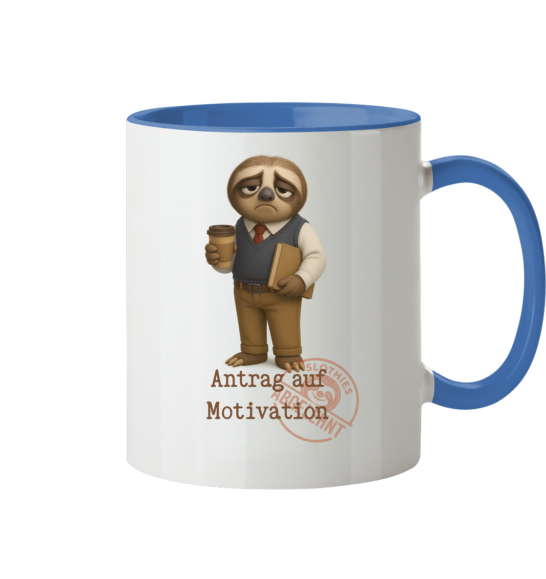 Slothies - „Antrag auf Motivation – Abgelehnt“ -Herr- Slothies Design für alle mit Restenergie - Tasse zweifarbig
