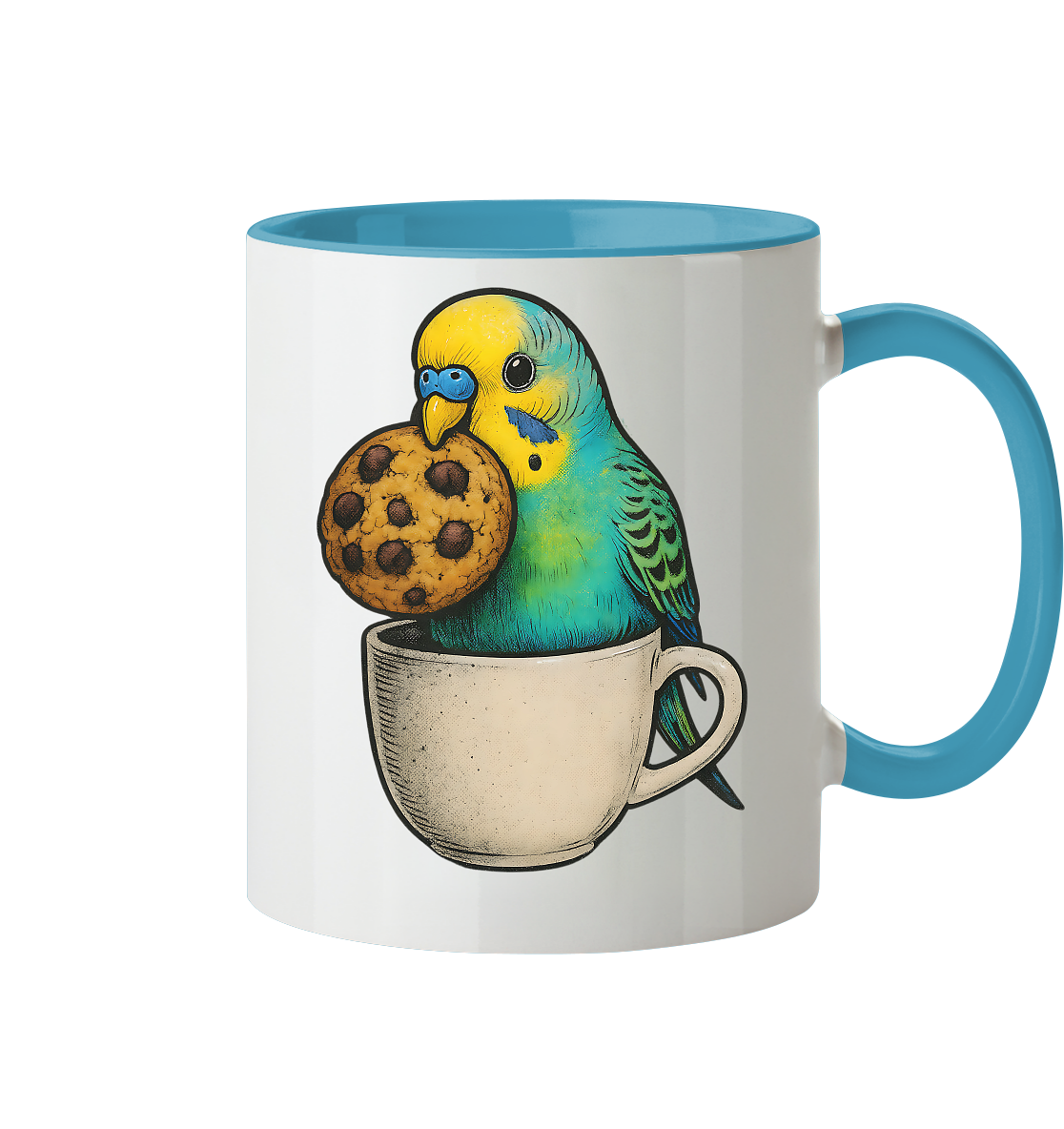 Cookie Time Budgie Mug – Cute Bird Coffee Art - Tasse zweifarbig