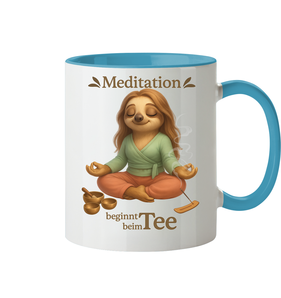 Slothies - Meditation beginnt beim Tee - Weiblich - Tasse zweifarbig