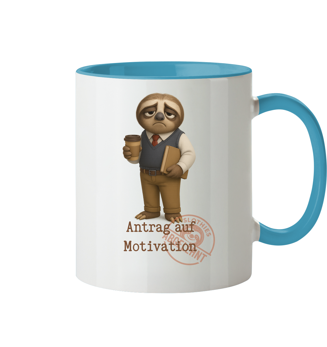 Slothies - „Antrag auf Motivation – Abgelehnt“ -Herr- Slothies Design für alle mit Restenergie - Tasse zweifarbig