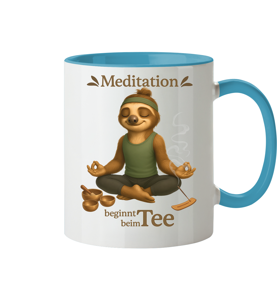 Slothies - Meditation beginnt beim Tee. - Männlich - Tasse zweifarbig