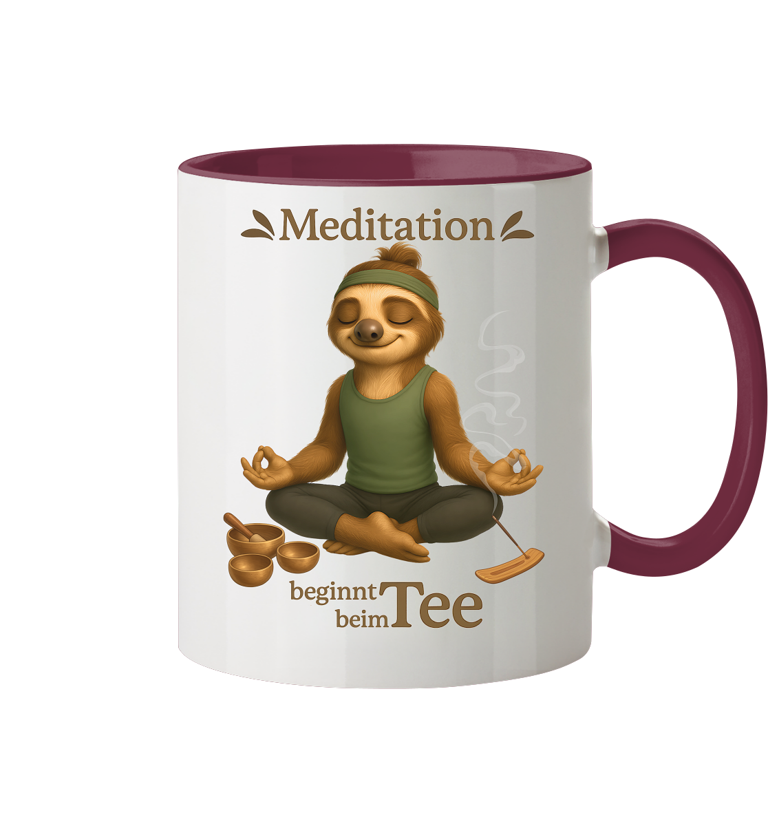 Slothies - Meditation beginnt beim Tee. - Männlich - Tasse zweifarbig