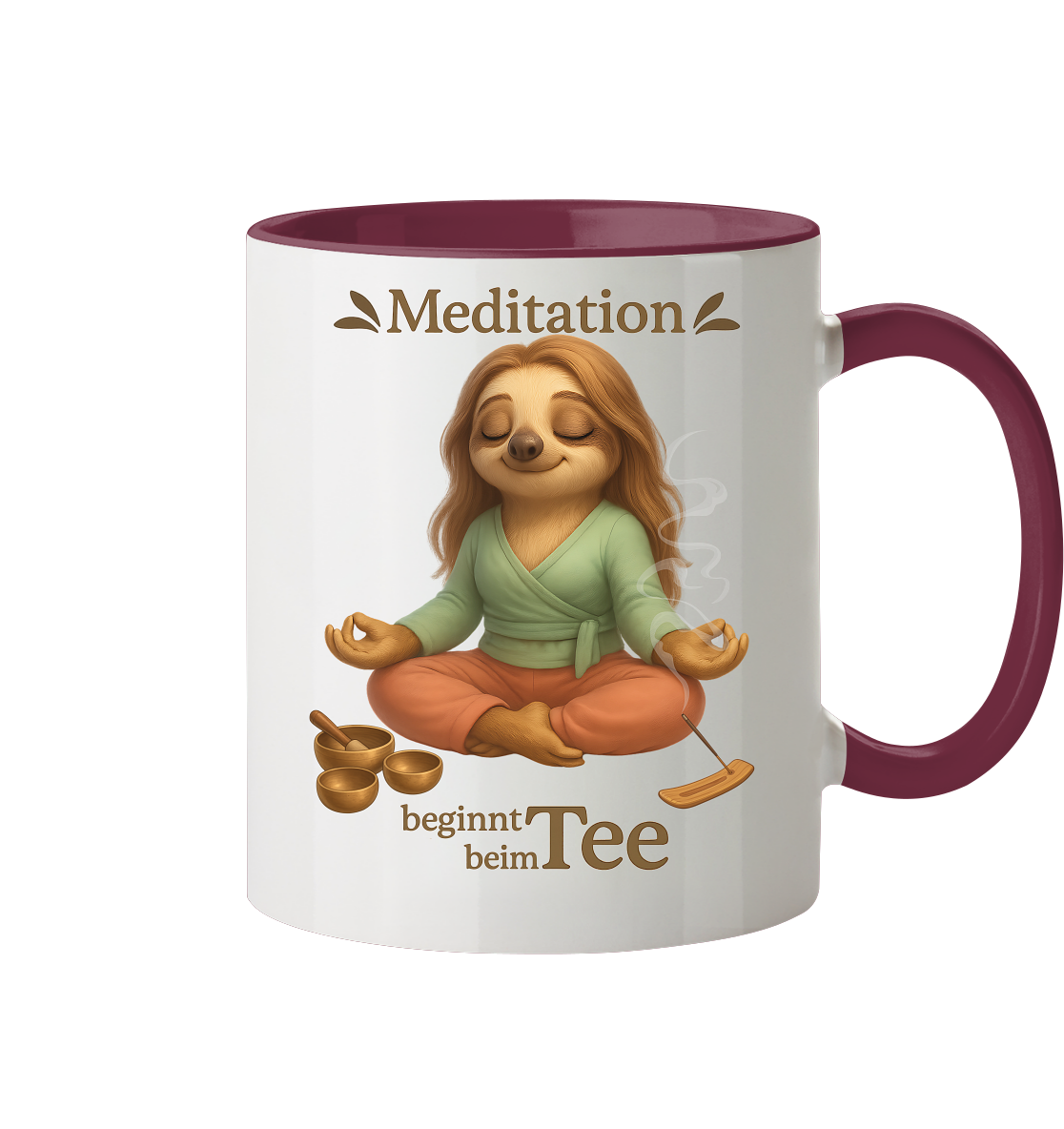 Slothies - Meditation beginnt beim Tee - Weiblich - Tasse zweifarbig