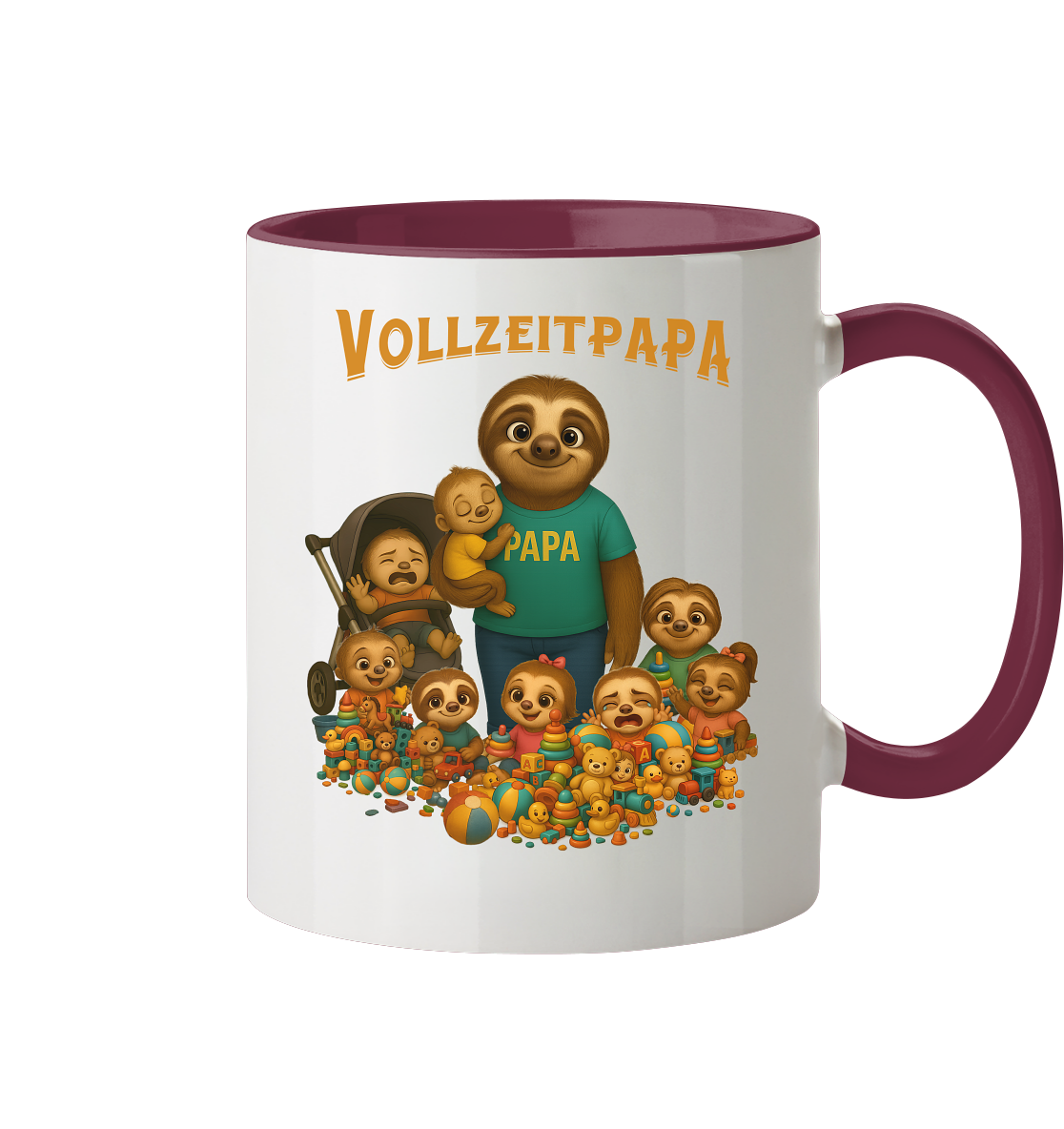 Slothies - Vollzeitpapa - Haufen Kinder - Tasse zweifarbig