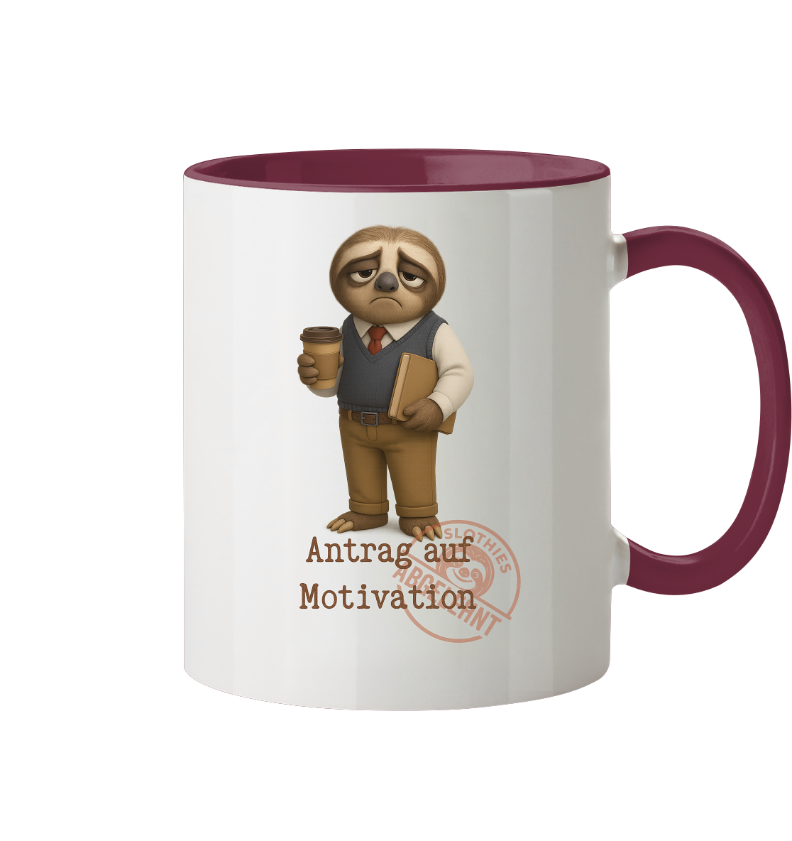 Slothies - „Antrag auf Motivation – Abgelehnt“ -Herr- Slothies Design für alle mit Restenergie - Tasse zweifarbig