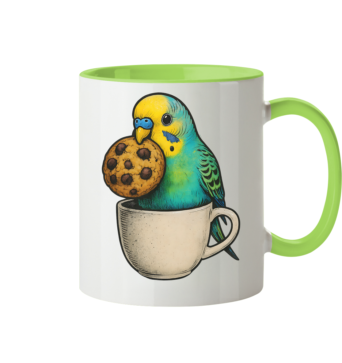 Cookie Time Budgie Mug – Cute Bird Coffee Art - Tasse zweifarbig