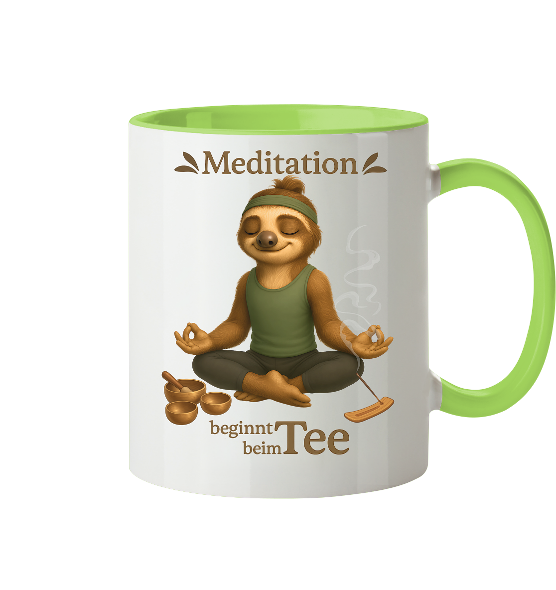 Slothies - Meditation beginnt beim Tee. - Männlich - Tasse zweifarbig