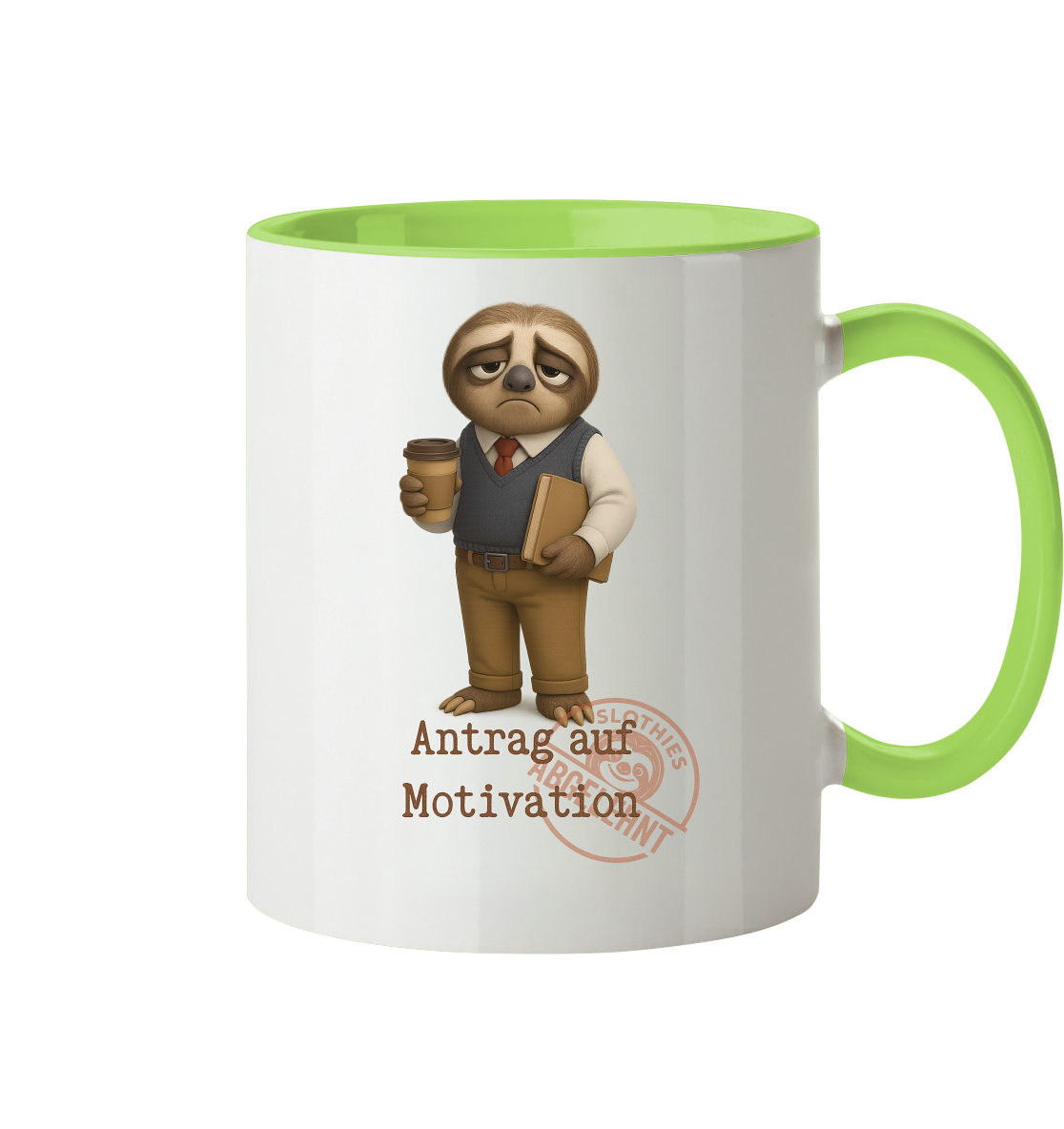 Slothies - „Antrag auf Motivation – Abgelehnt“ -Herr- Slothies Design für alle mit Restenergie - Tasse zweifarbig