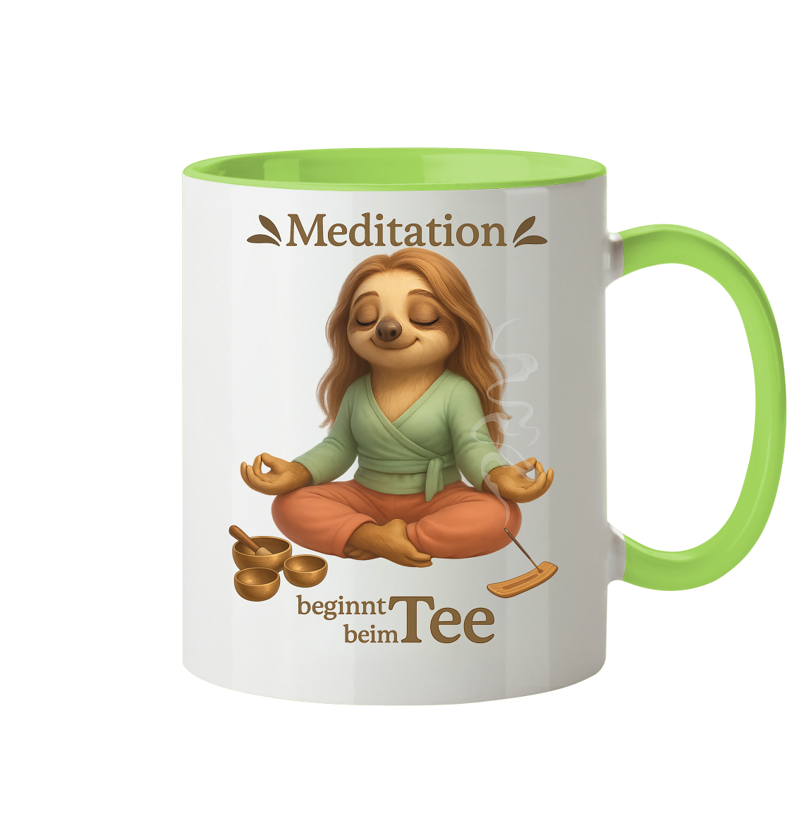 Slothies - Meditation beginnt beim Tee - Weiblich - Tasse zweifarbig