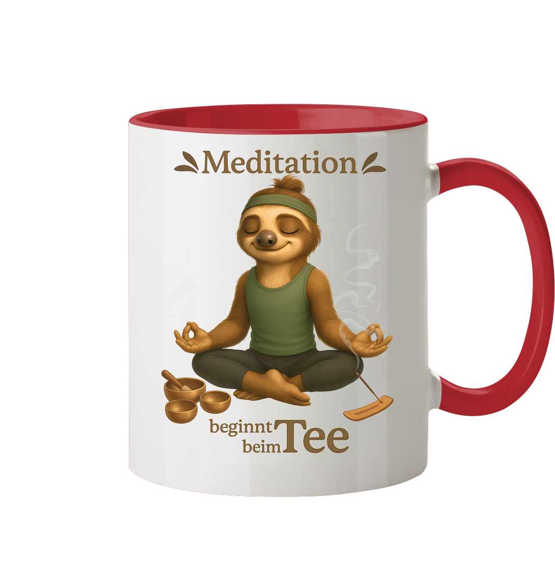 Slothies - Meditation beginnt beim Tee. - Männlich - Tasse zweifarbig