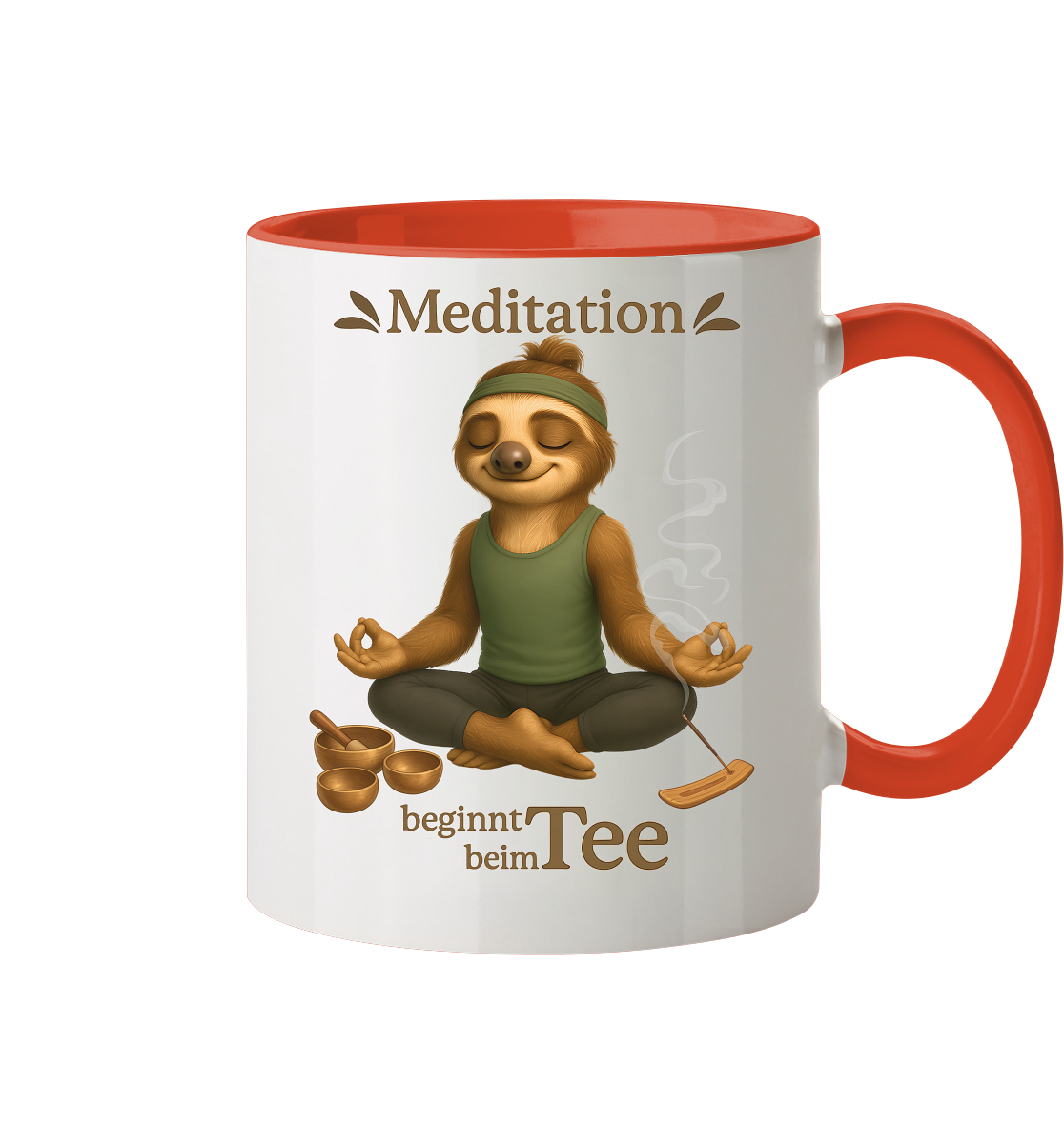 Slothies - Meditation beginnt beim Tee. - Männlich - Tasse zweifarbig
